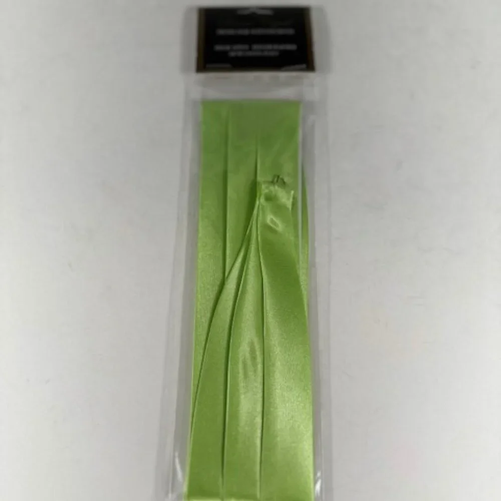 Bruno Capelo Men's Apple Green 3 Pleat Hat Band Premium 2 End Hooks 100% Satin